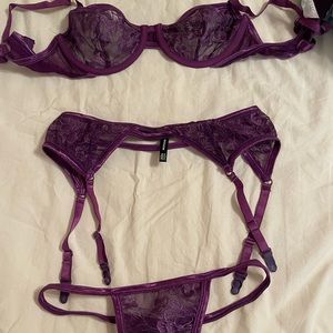 pretty little thing purple floral lingerie set